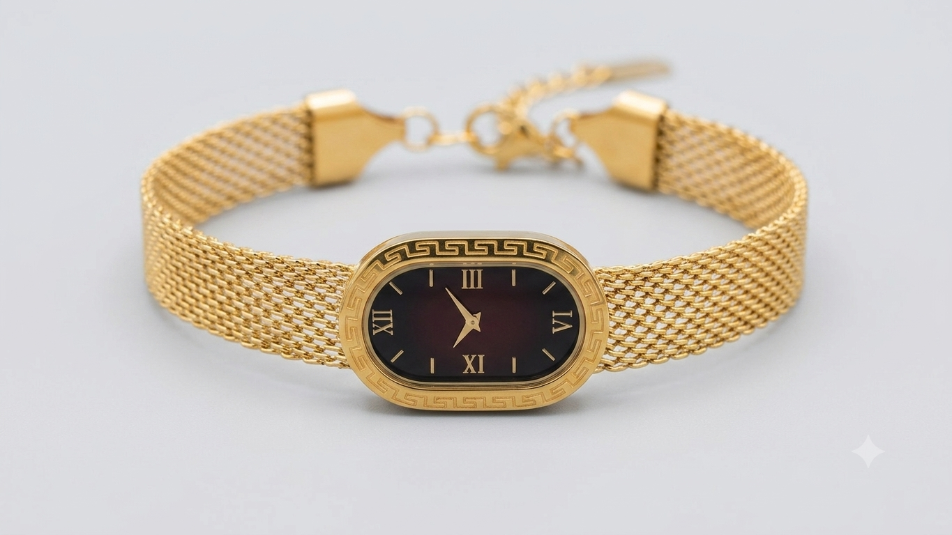 Oval Link Gold Mesh Timepiece