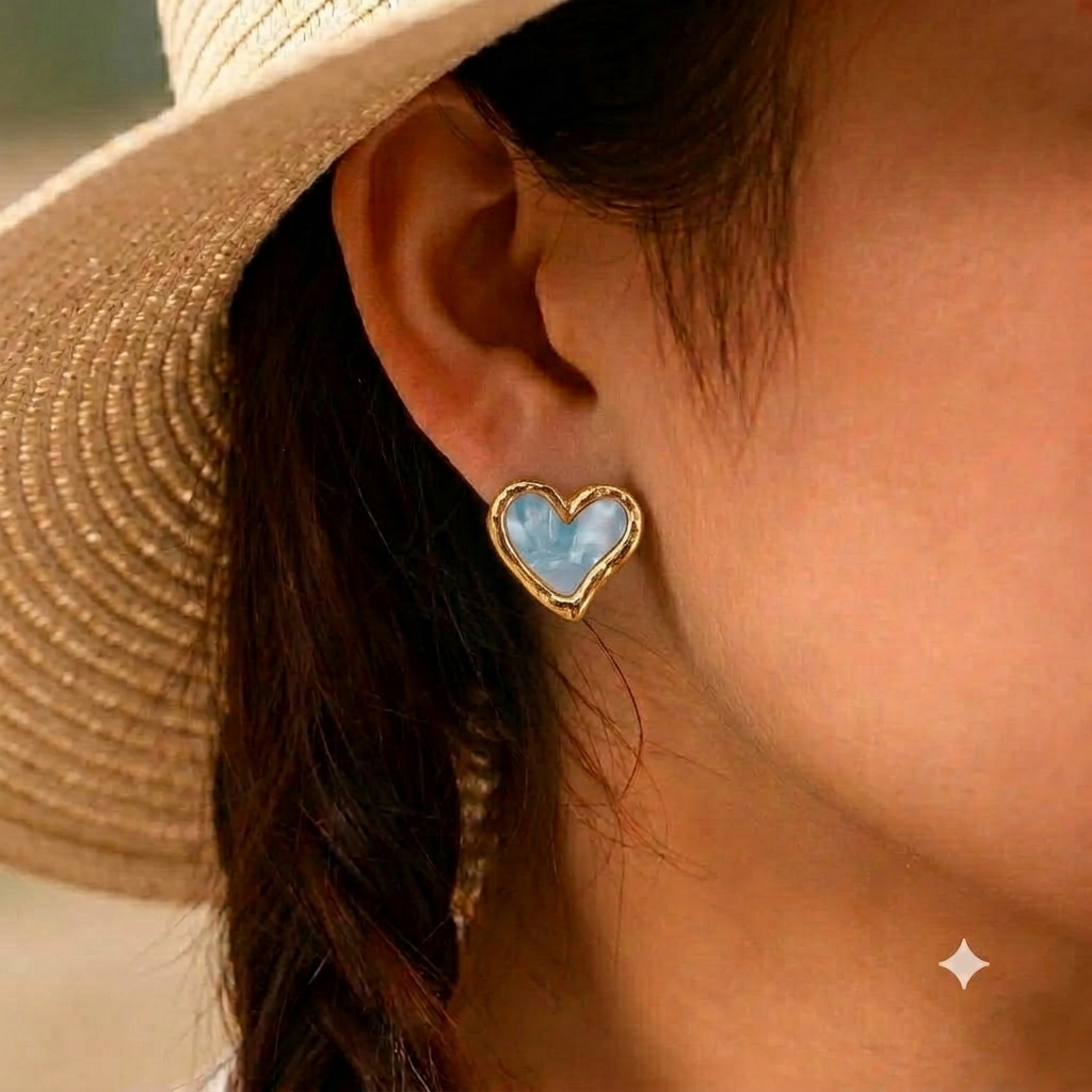 Marble Heart Stud