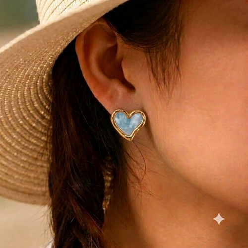 Marble Heart Stud
