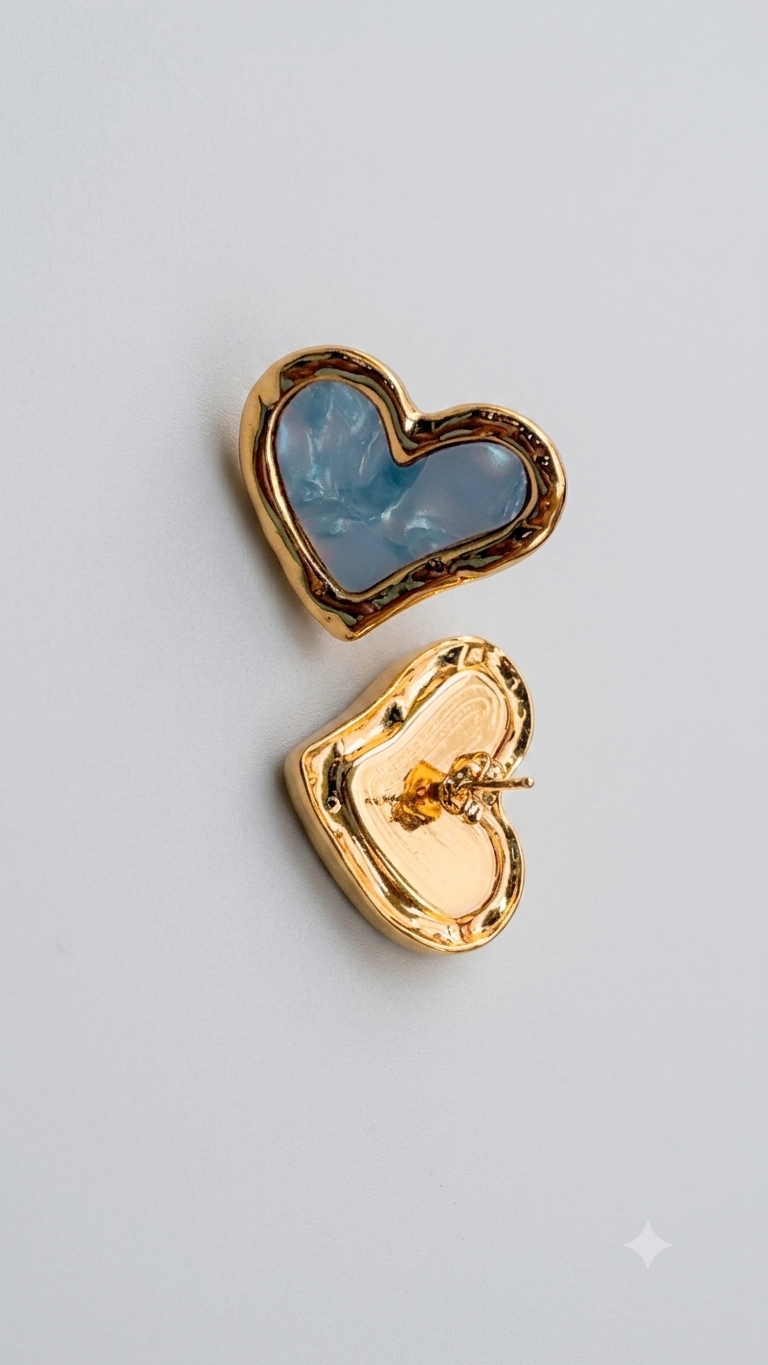 Marble Heart Stud