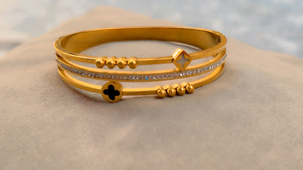 Tri-Layer Gold Accent Charm Bracelet